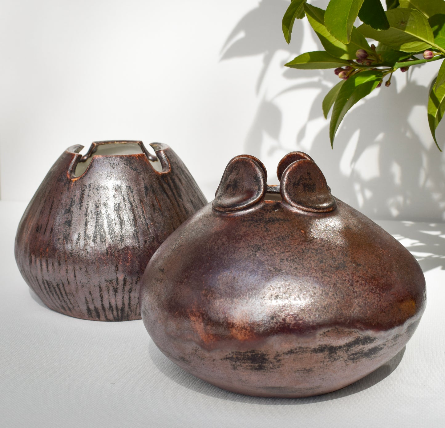 Small Copper Patina Vase Set