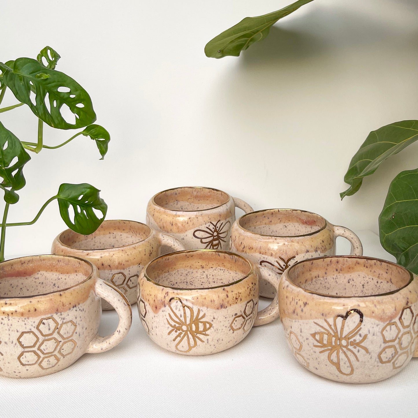 Gold Bee Mugs Set of 6