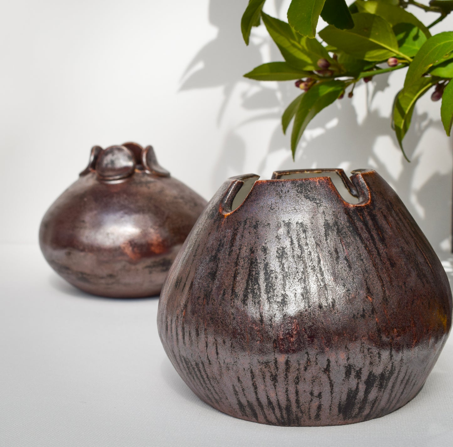 Small Copper Patina Vase Set