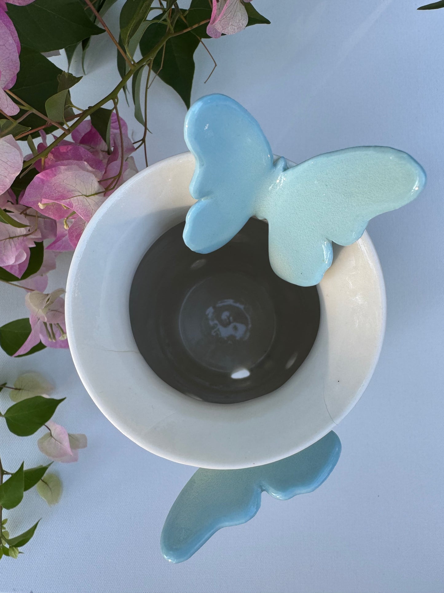 Sculpted Blue Butterflies in Meadow Luminary