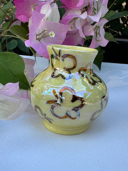 Small Yellow Porcelain Butterfly Vase