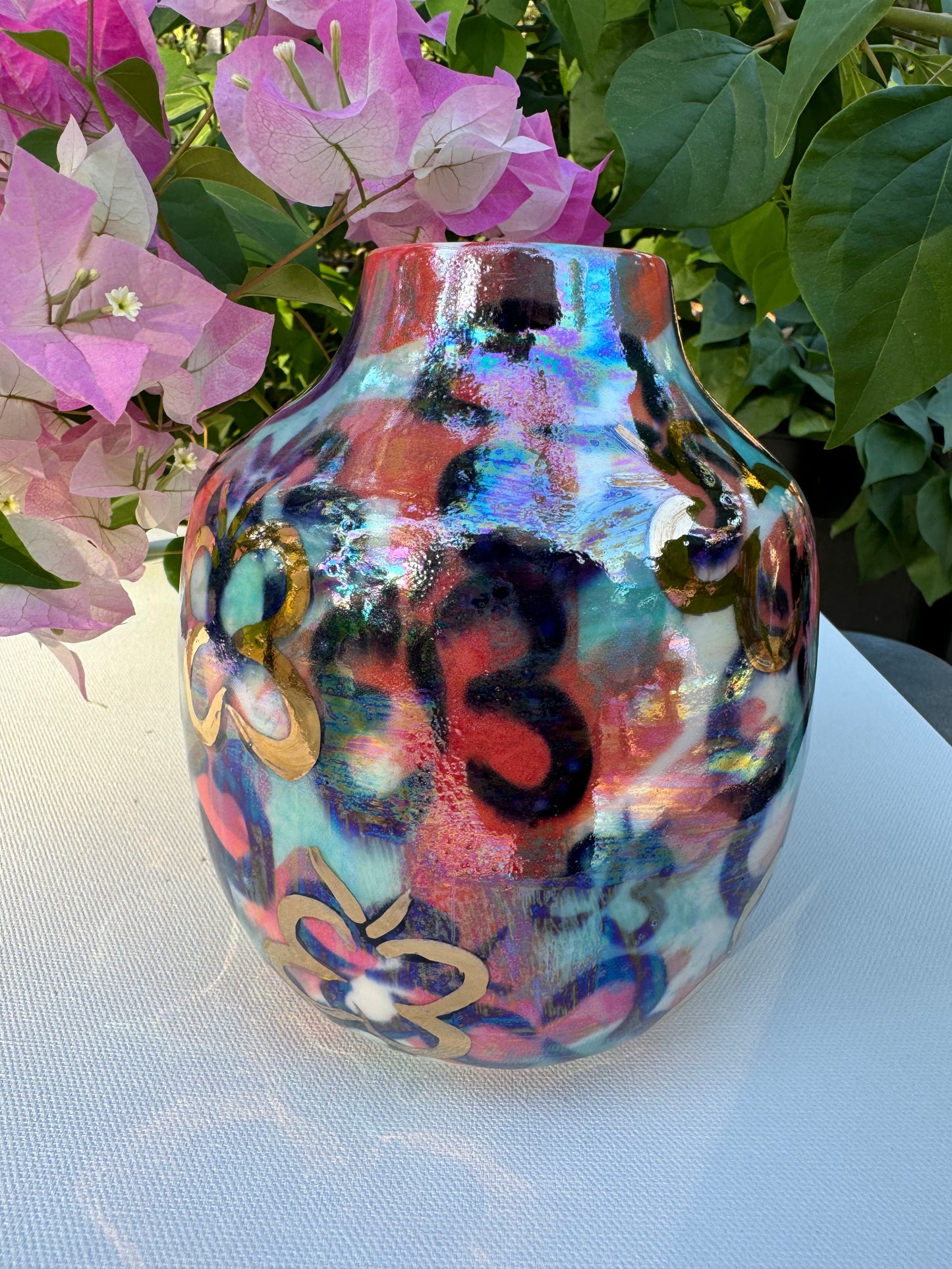 Blue and Red Butterfly Porcelain Vase