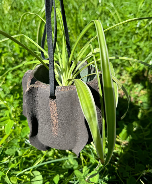 Wavy Black Hanging Planter Large