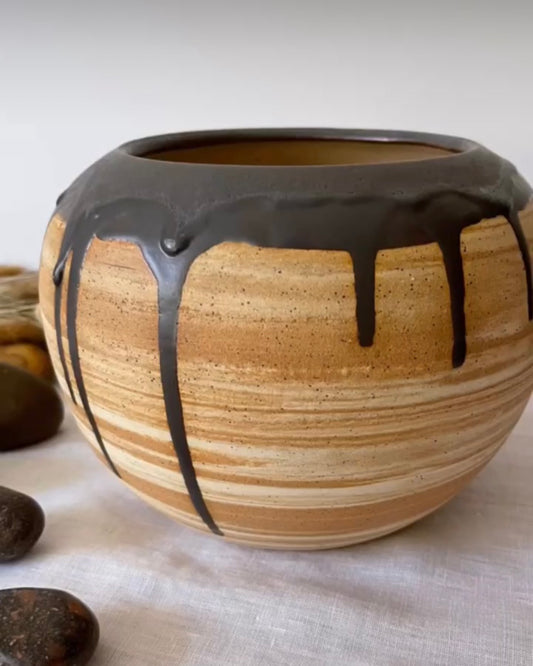 Dripped Carmel and Chocolate Planter